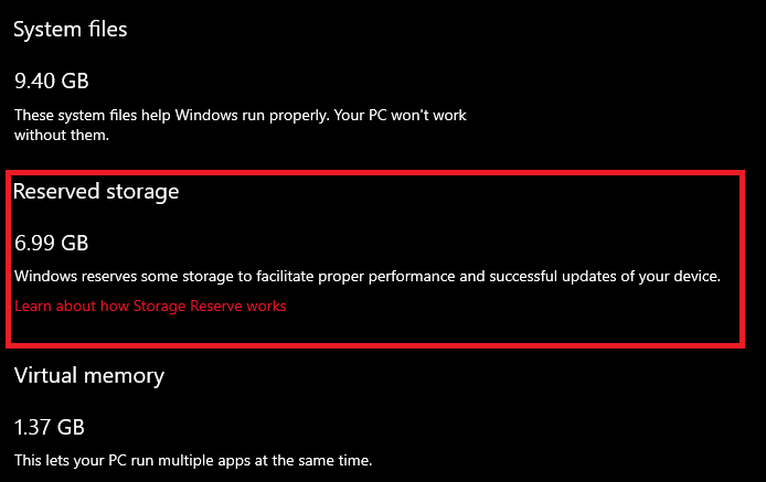Instructions to turn off the Reserved Storage feature on Windows 10 Picture 5