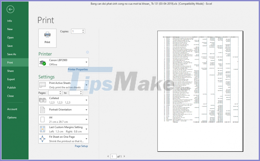 Show you how to align the printed Excel file with A4 paper Picture 9