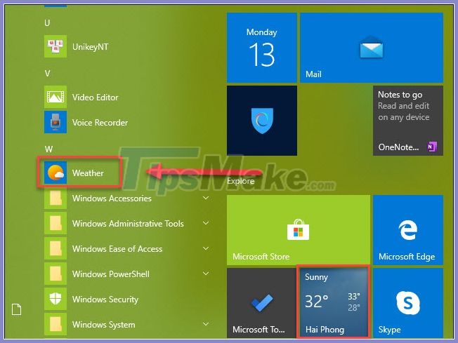 View weather forecast on Windows 10 computer - TipsMake.com