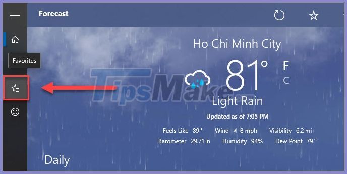 View weather forecast on Windows 10 computer - TipsMake.com
