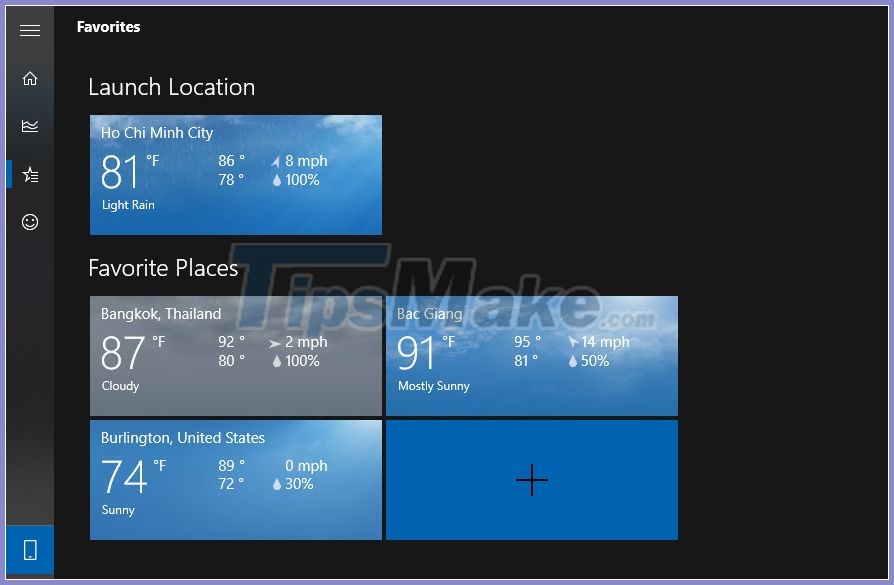 View weather forecast on Windows 10 computer - TipsMake.com