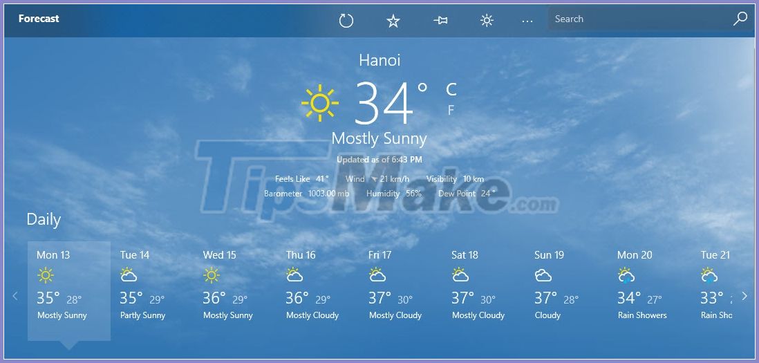 images 5 of View weather forecast on Windows 10 computer