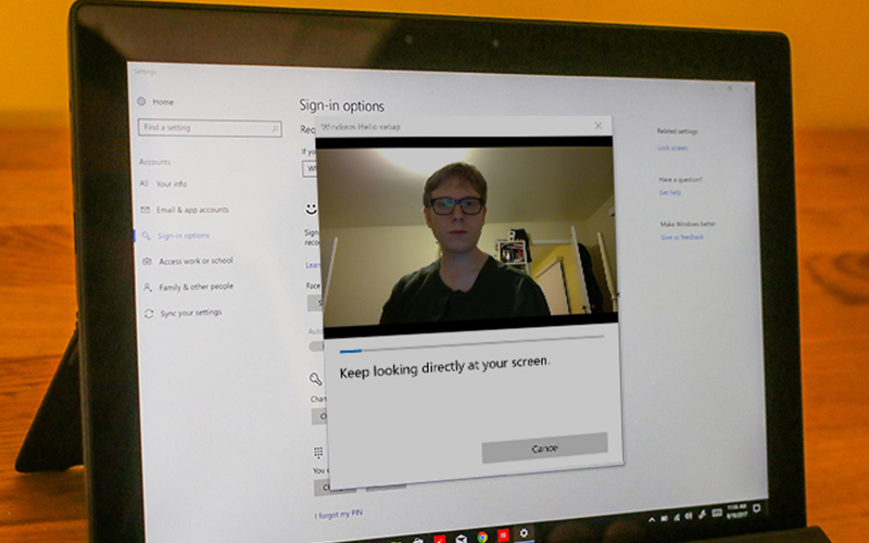 Windows Hello Face facial recognition technology on Windows 10