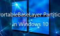 What is the PortableBaseLayer partition in Windows 10 Disk Management?