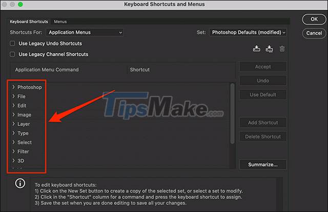 How to change keyboard shortcuts in Photoshop Picture 3
