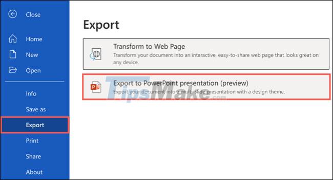 export to powerpoint presentation not showing up in word