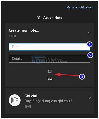 How to create notes in Action Center in Windows 10 Picture 15
