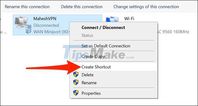 create vpn shortcut windows 10