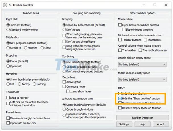 How to delete the Show Desktop button on the Taskbar Picture 3