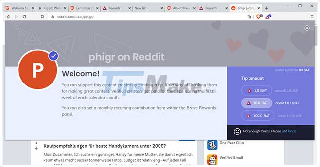 How to earn and use virtual currency with Brave browser Picture 6