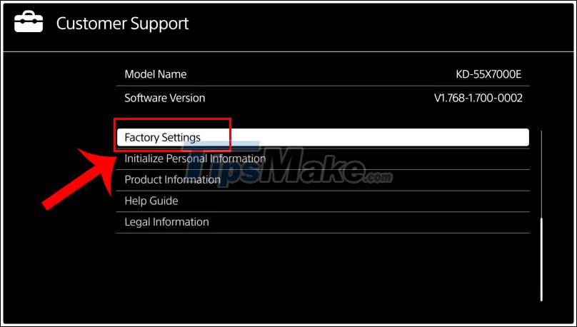 How to factory reset on a Sony Smart TV Picture 5