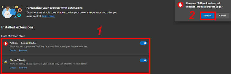 4. Disable Extensions — How to Fix Status_?invalid_?image_?hash Error on Microsoft