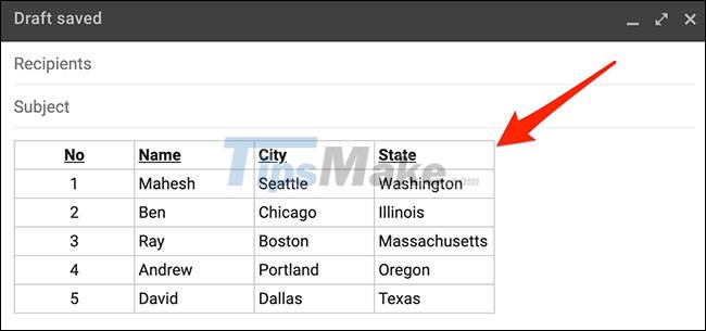 How to insert a table into an email in Gmail Picture 7