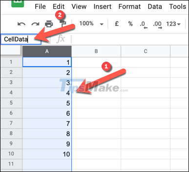 How to rename, name rows or columns in Google Sheet Picture 1