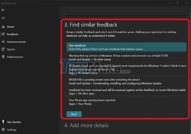 How to report Windows 11 errors, suggest Windows 11 features for Insider Preview users Picture 5