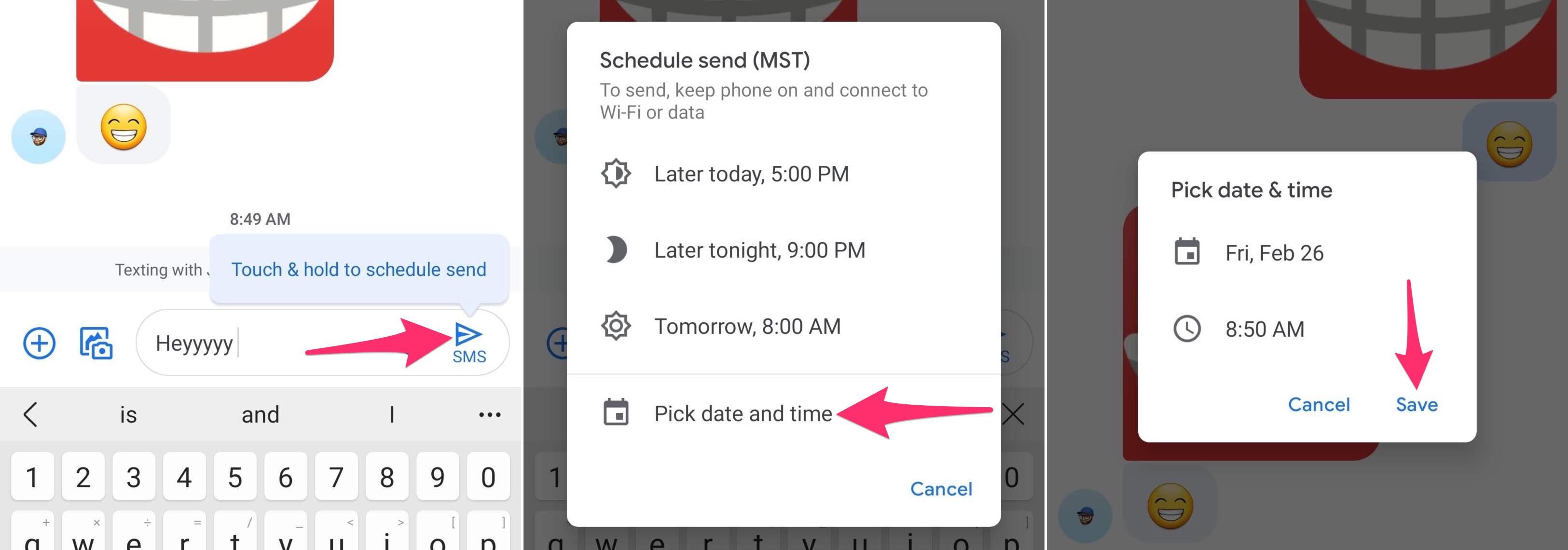 Tips Schedule text messages on Android smartphone