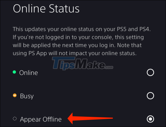 How to set offline status on PS5 Picture 7