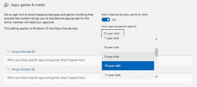 How to set up child control on Windows 10 Picture 3