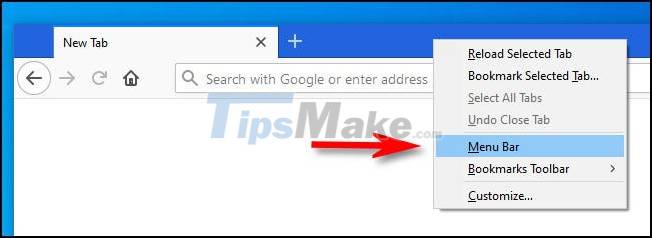 How to Show Options Menu Bar in Firefox Windows 10 or Linux Picture 2