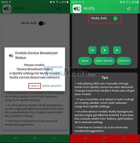 How to turn off advertising sounds on Spotify Android with the Mutify app Picture 4