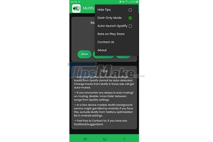 How to turn off advertising sounds on Spotify Android with the Mutify app Picture 5