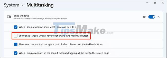 How to turn off Snap Layout in Windows 11 Picture 4