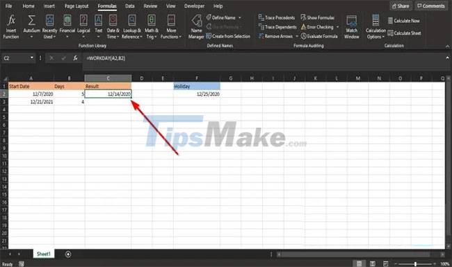 How to use the WORKDAY function in Microsoft Excel Picture 2