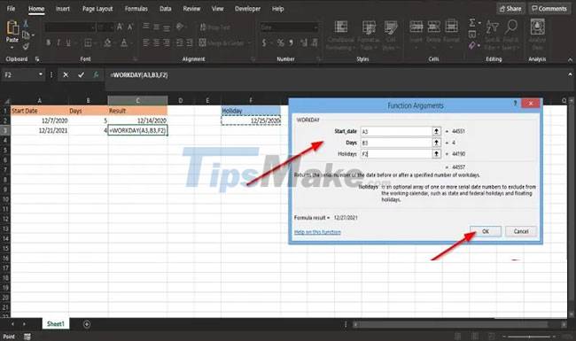 How to use the WORKDAY function in Microsoft Excel Picture 6