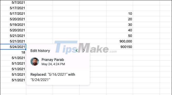 How to view the edit history of a cell in Google Sheets Picture 3