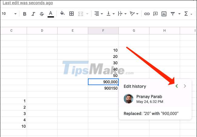 How to view the edit history of a cell in Google Sheets Picture 4