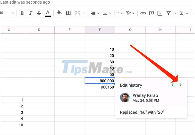 How to view the edit history of a cell in Google Sheets Picture 5