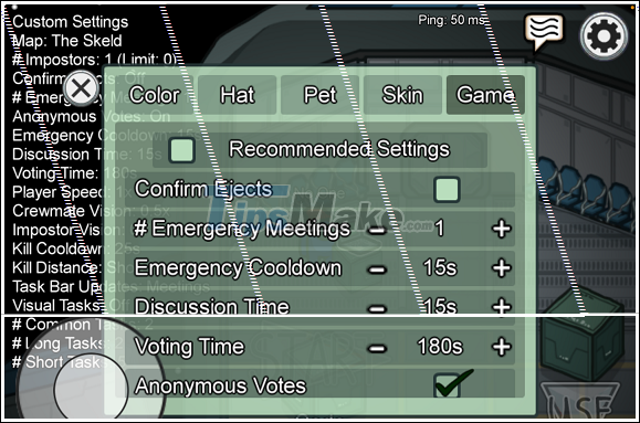 Instructions for setting up room parameters in Among Us Picture 5