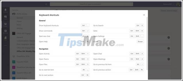 Keyboard shortcuts in Microsoft Teams Picture 1