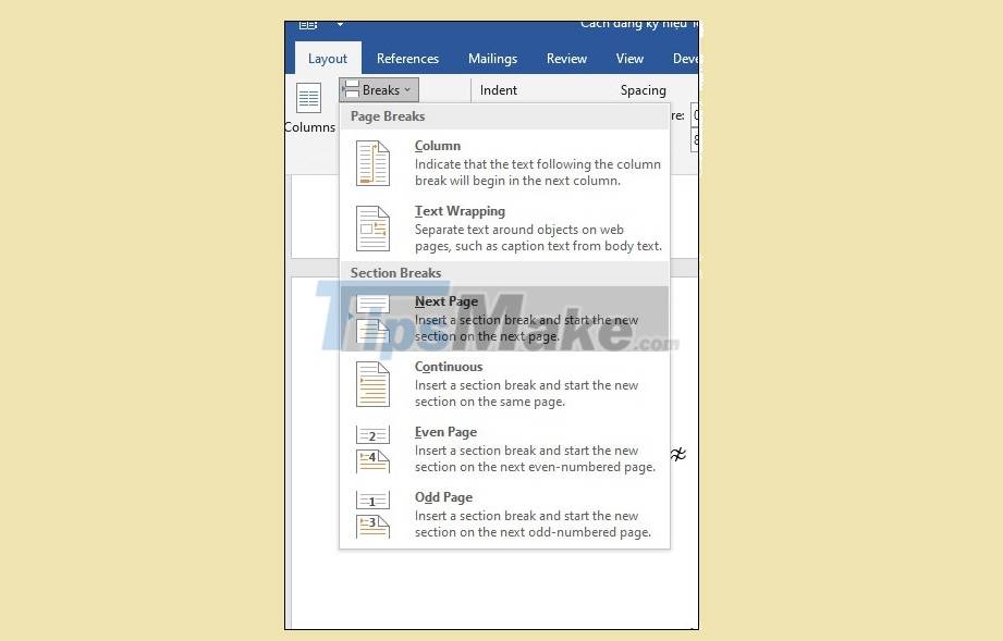 microsoft word how to start numbering on page 5