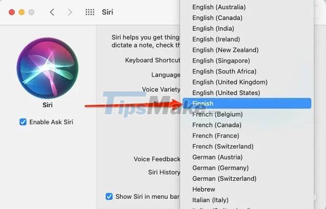 Steps to change Siri voice and language on Mac Picture 6