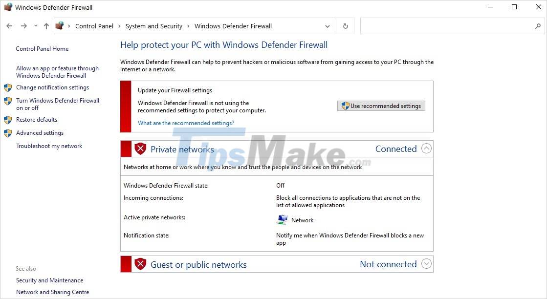 Steps to check whether the Firewall on the computer is on or off Picture 7