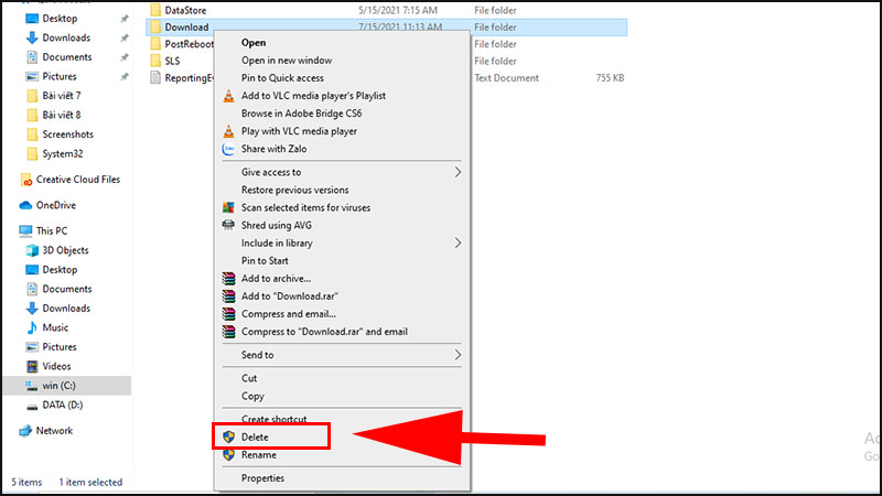 Steps to clean up a full C drive after updating Windows 10 without using software Picture 13