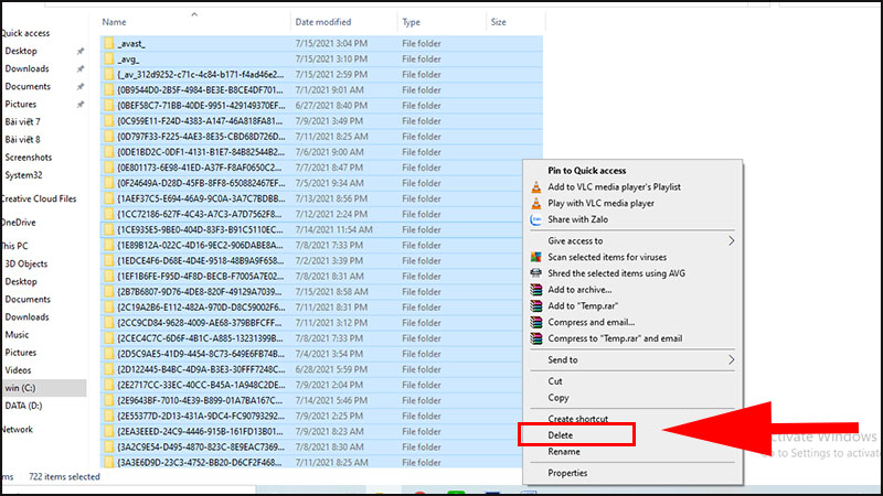 Steps to clean up a full C drive after updating Windows 10 without using software Picture 15