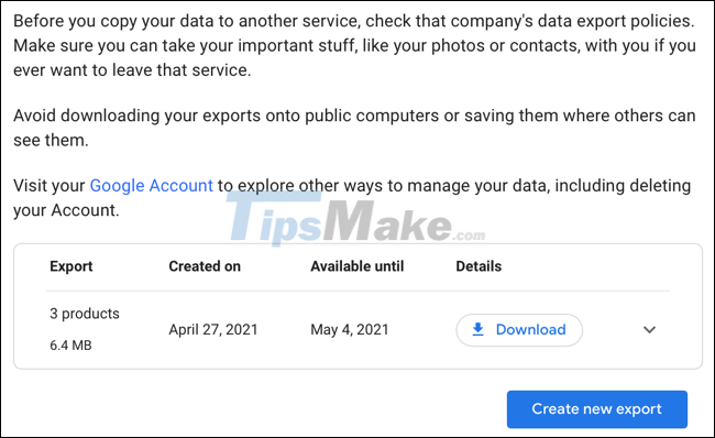 Steps to export and download Google Maps data Picture 12