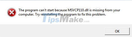 Steps to fix MSVCR110.dll missing from your computer Picture 1