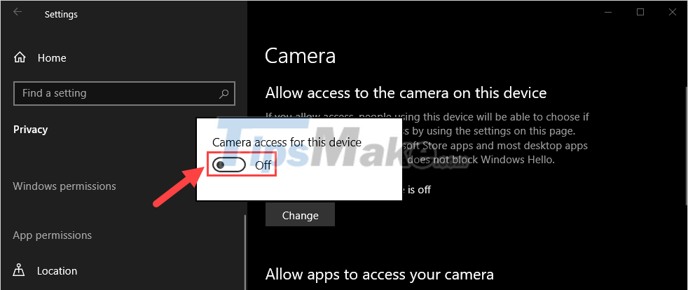 Steps to fix the error of not opening Camera on Windows 10 Picture 18