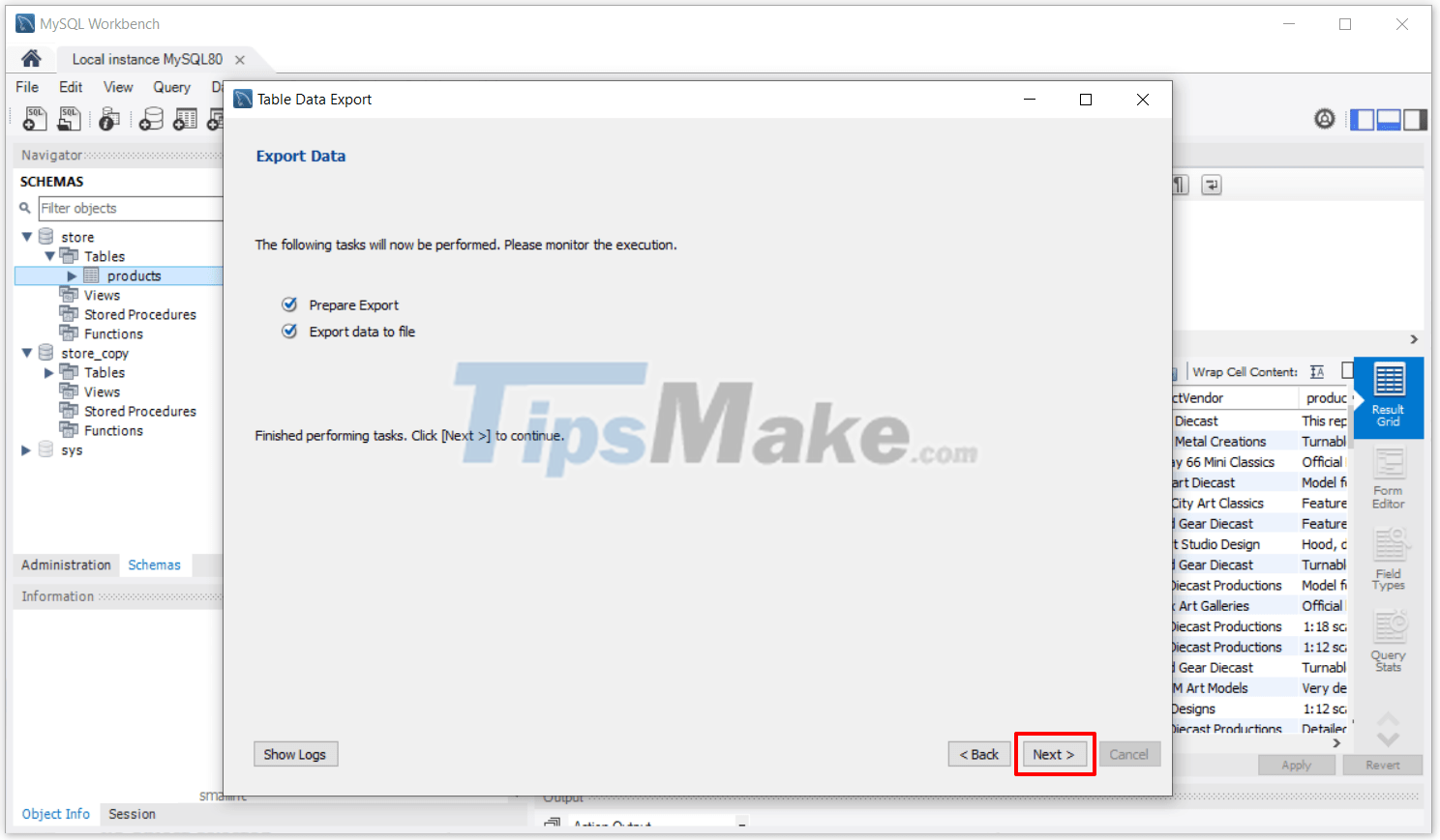 Steps to Import data from different tables in MySQL Workbench Picture 13