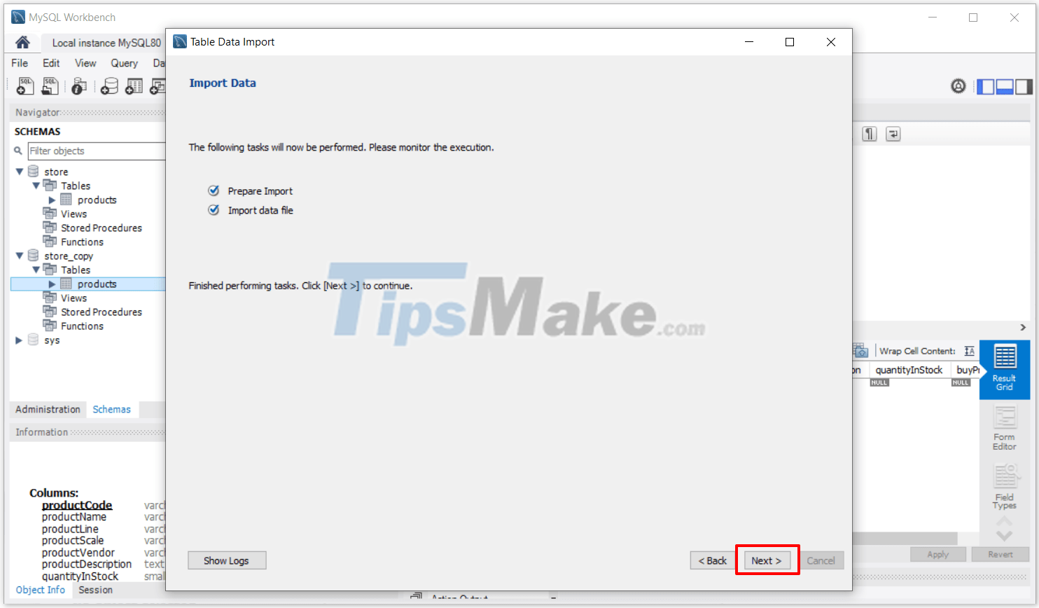 Steps to Import data from different tables in MySQL Workbench Picture 29