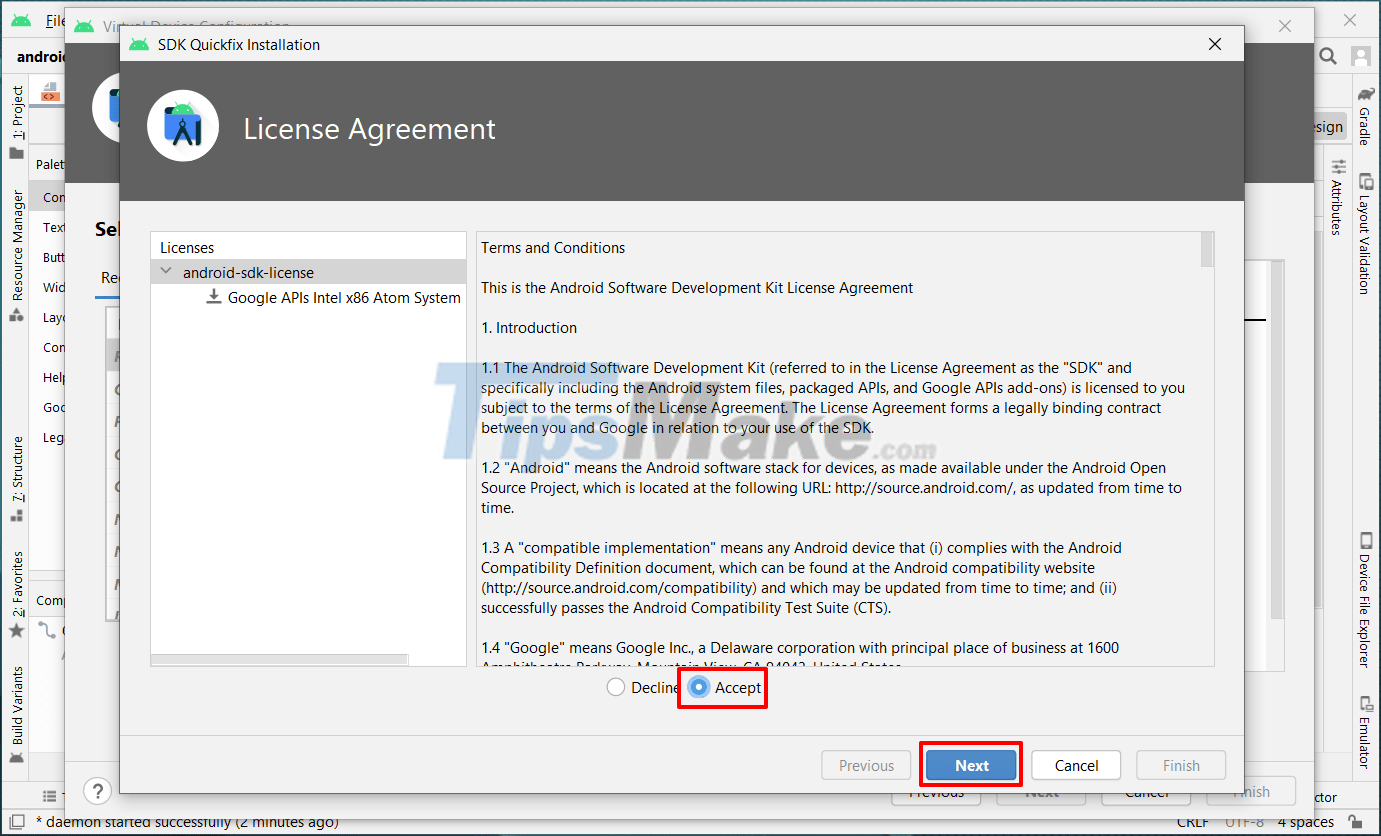 Steps to install and create virtual machine on Android Studio Picture 13