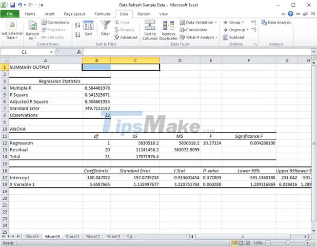 Steps to perform Regression Analysis in Windows 11/10 - TipsMake.com