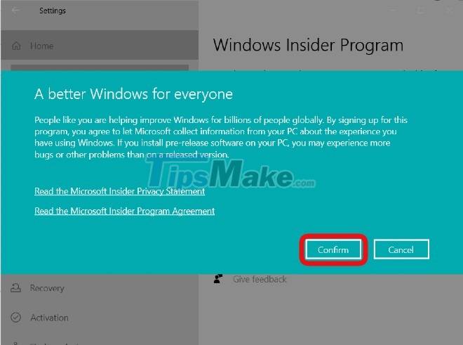 Picture 6 of Steps to register for Windows Insider Program to experience Windows 11 early