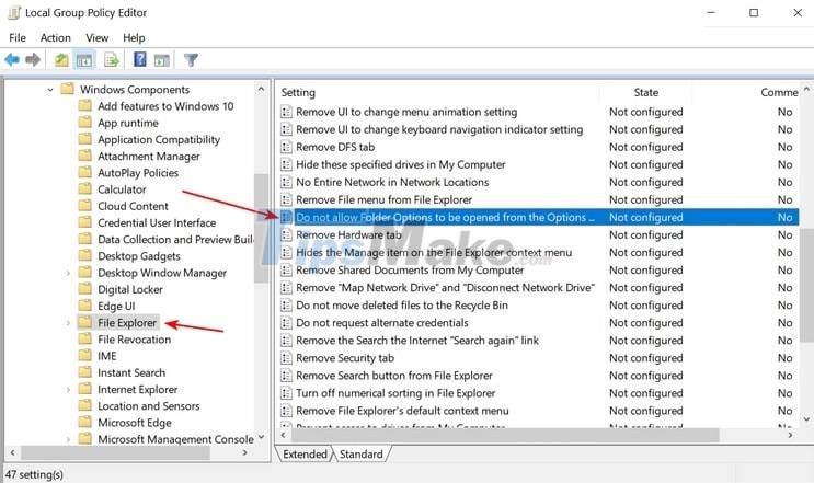 Steps to turn off File Explorer's Folder Options on Windows 10 Picture 5