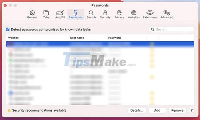 Steps to view saved passwords in Safari on Mac Picture 4