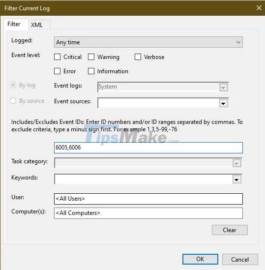 Steps to view startup and shutdown history in Windows 10 Picture 5