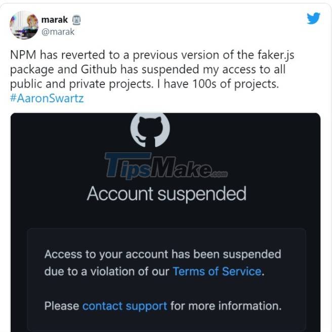 Being 'used by many big companies', the developer manually broke the NPM colors.js and faker.js libraries Picture 2